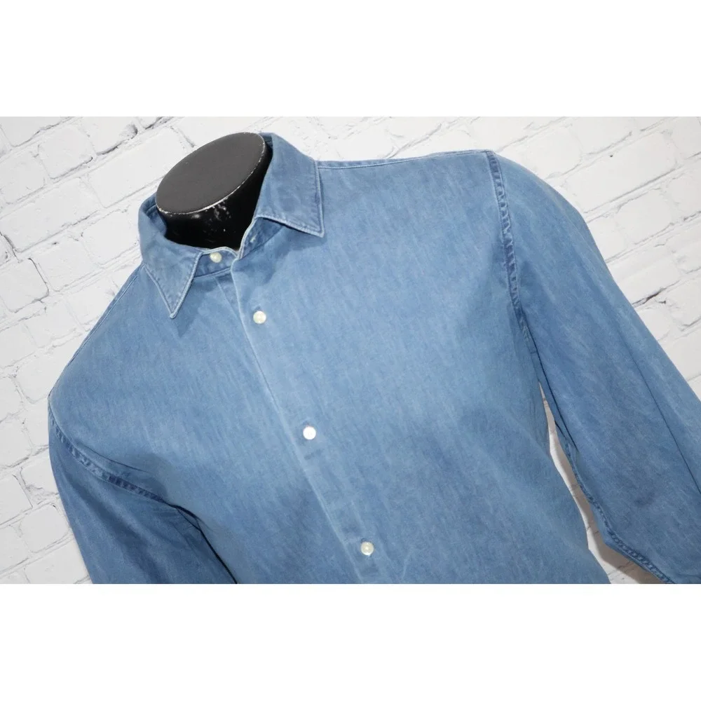 Banana Republic Blue Jean Denim Shirt Mens XL Soft Wash Tailored Slim Fit Cotton